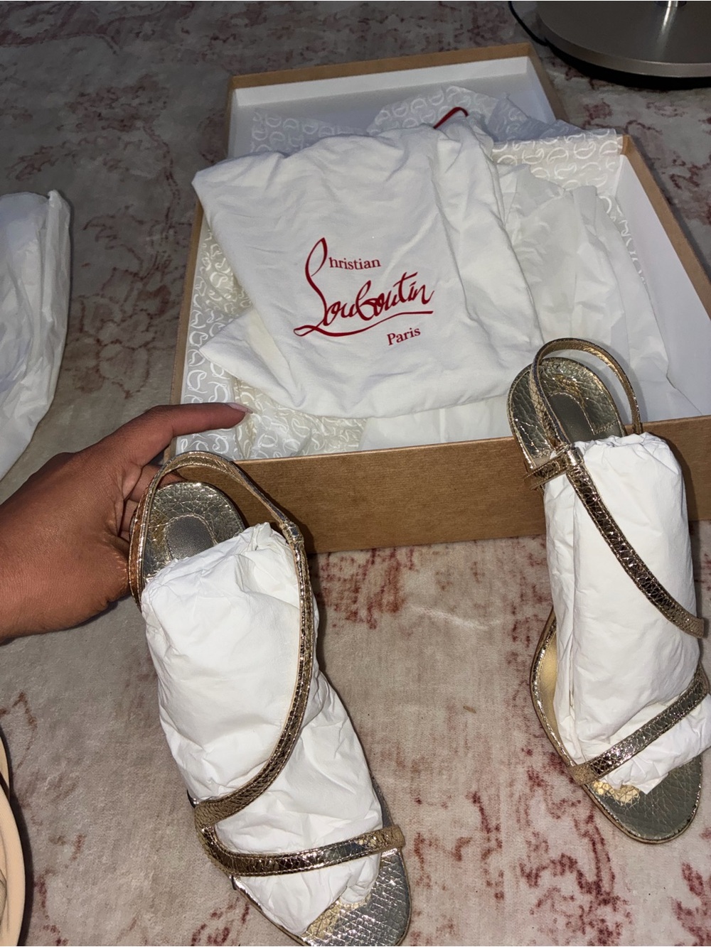 Christian Louboutin Metallic Gold Strappy Sandals